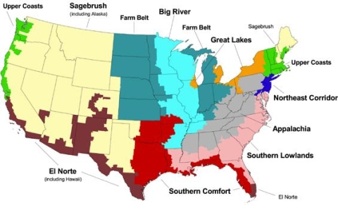 United States Map 5 Regions