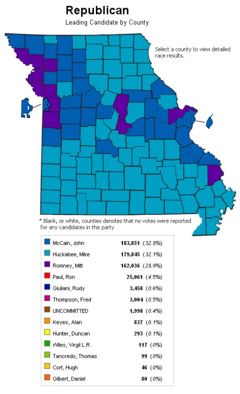 missouri map with cities. Mitt Romney won the cities and